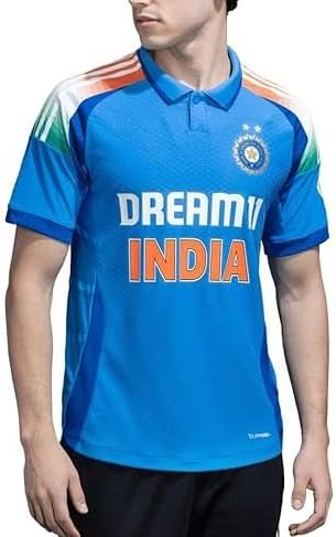 2025 UNISEX India Cricket Jersey, Official Supporter T-shirt, Blue with Tricolour Design ICC Champions Trophy 2025 design