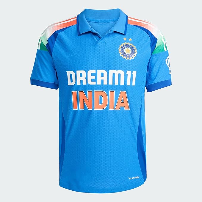 2025 UNISEX India Cricket Jersey, Official Supporter T-shirt, Blue with Tricolour Design ICC Champions Trophy 2025 design